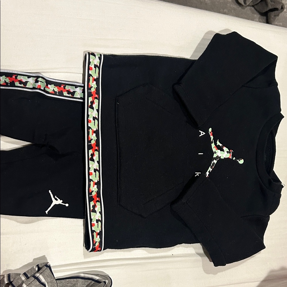 Jordan Black Baby Set with Camo Trim